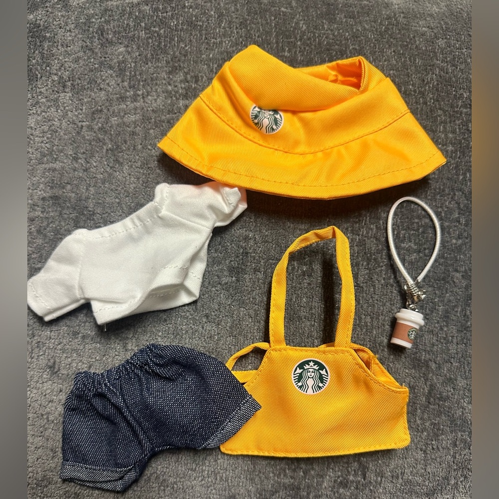 Labubu Clothes Coffee Worker Barista 5 Piece Set Starbucks Apron Shorts Cup
